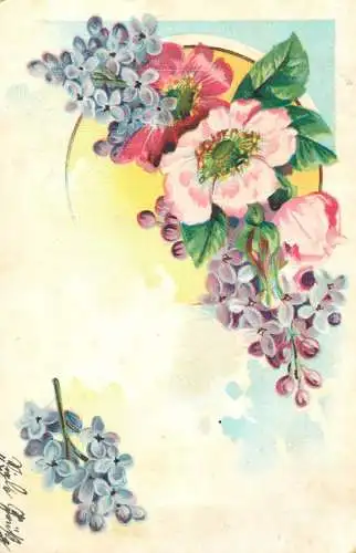 Holiday postcard flower scene