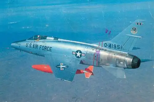 Postcard transportation aviation airplane Super Sabre F-100C
