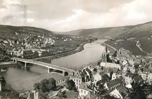 Germany Bernkastel-Kues an der Mosel bridge over river and cityscape
