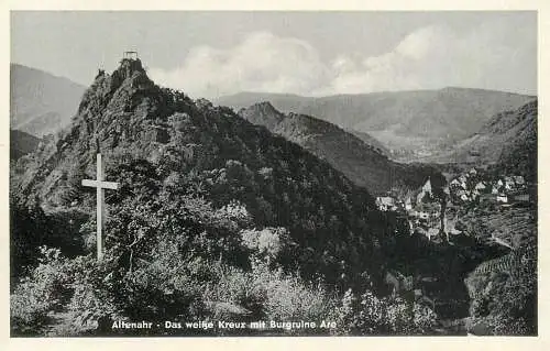 Germany Altenahr Das weisse Kreuz mit Burgruine Are