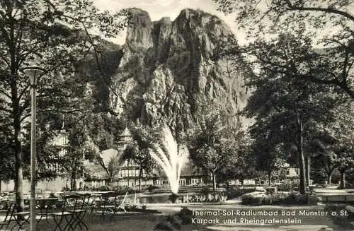 Germany Bad Munster Thermal-Sol-Radiumbad Kurpark und Rheingarafenstein