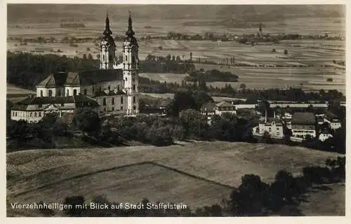 Germany Vierzenheiligen mit Blick auf Stadt Staffelstein