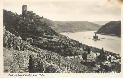 Germany Kaub mit Burg Gutenfels & der Pfalz