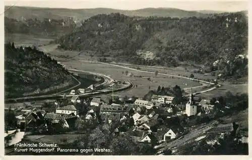 Germany Frankische Schweiz Kurort Muggendorf Panorama gegen Westen