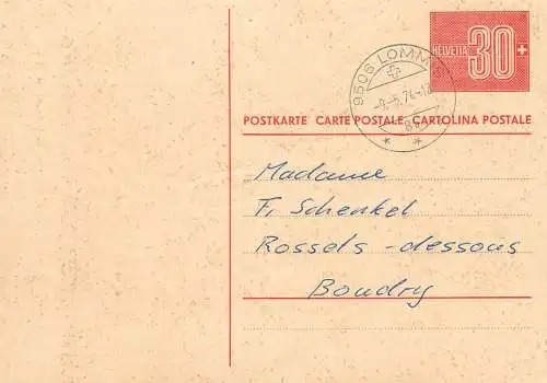 Suisse papeterie estampillée Lommis 1974