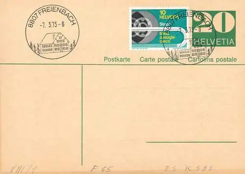 Suisse papeterie estampillée Freienbach 1973