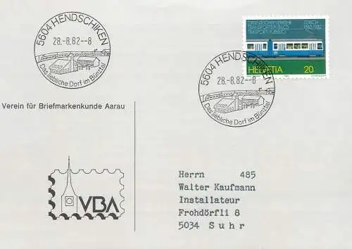 Suisse papeterie estampillée Hendschiken 1982