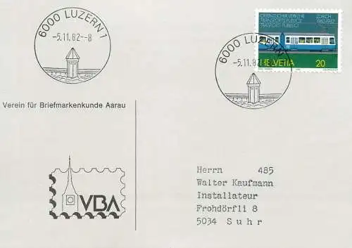 Suisse papeterie estampillée Briefmarkenkunde Aarau 1982 Luzern