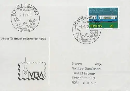 Suisse papeterie estampillée Briefmarkenkunde Aarau 1983