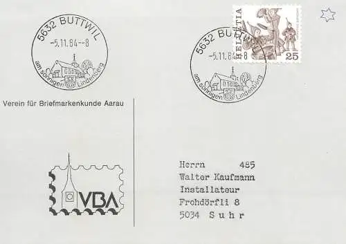 Suisse papeterie estampillée Buttwil 1984
