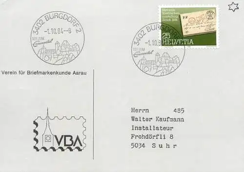 Suisse papeterie estampillée Burgdorf 1984