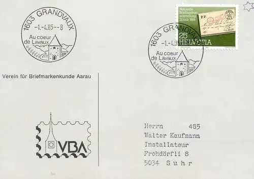 Suisse papeterie estampillée Grandvaux 1985