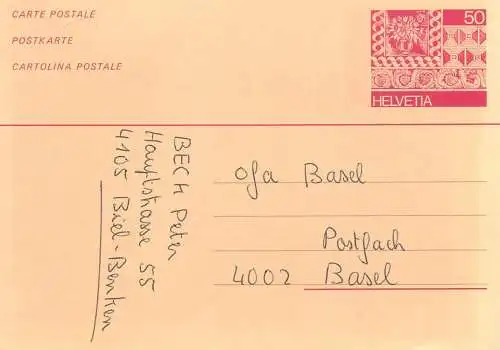 Suisse papeterie estampillée Orell Fussli Basel
