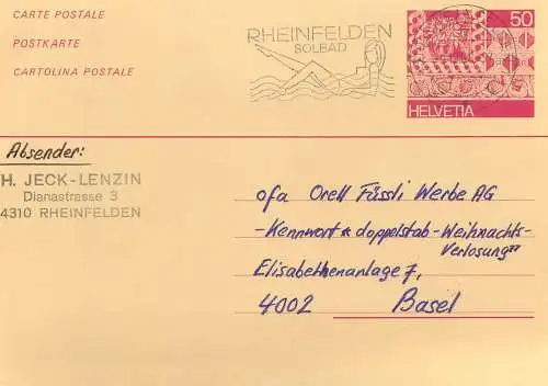 Suisse papeterie estampillée H. Jeck Lenzin Basel