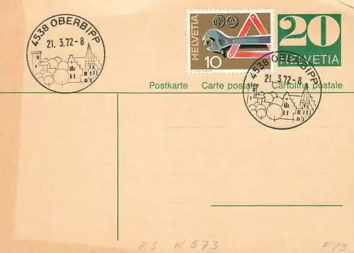 Suisse papeterie estampillée Oberbipp 1972