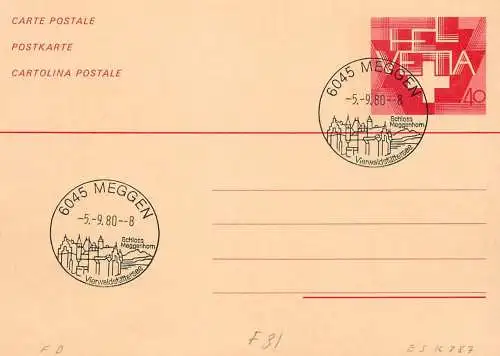 Suisse papeterie estampillée Meggen vierwaldstattersee 1980