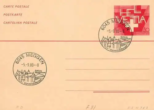 Suisse papeterie estampillée Meggen vierwaldstattersee 1980