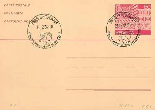 Suisse papeterie estampillée parpaner wanderungen im Nationalpark 1984