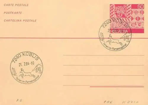 Suisse papeterie estampillée parpaner ferien im Parsenngebiet 1984