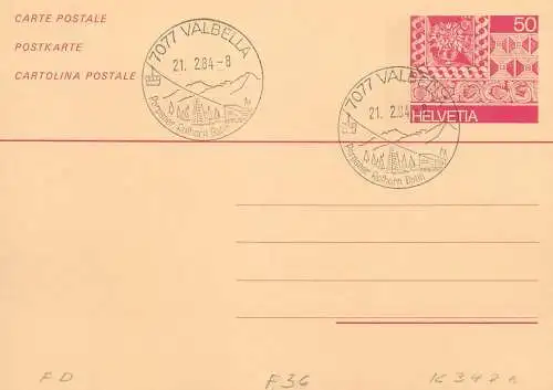 Suisse papeterie estampillée parpaner Rothorn Bahn 1984