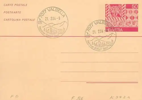 Suisse papeterie estampillée parpaner Rothorn Bahn 1984