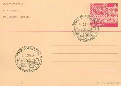 Suisse papeterie estampillée Untern Toggenburg
