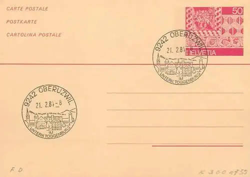 Suisse papeterie estampillée Untern Toggenburg