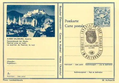 Postcard Austria stamped stationery Salzburg Austria festival