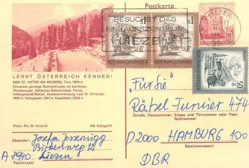 Postcard Austria stamped stationery Lernt Osterreich Kennen Jessernigg