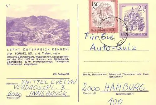 Postcard Austria stamped stationery Lernt Osterreich Kennen Turnitz