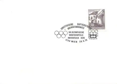 Postcard Austria stamped stationery Innsbruck 1976 olympische winterspiele