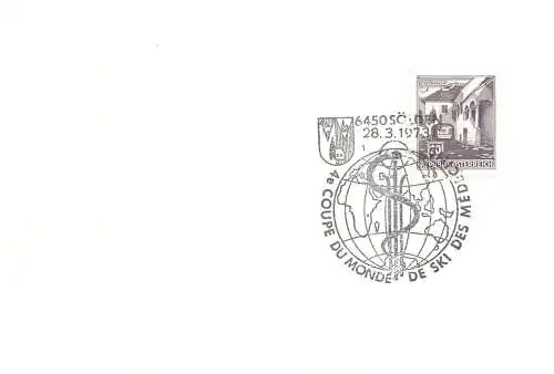 Postcard Austria stamped stationery ski coupe du monde 1973