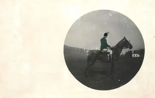 Horse jockey vintage photo poscard
