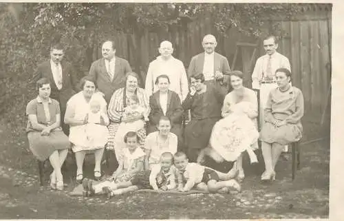 Family social history large group vintage souvenir photo postcard