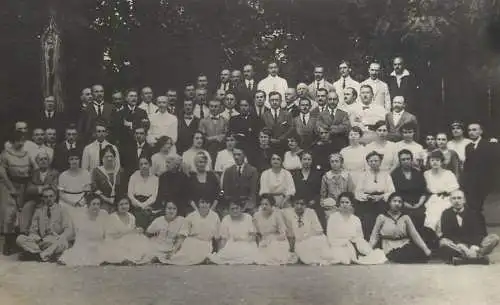 Vintage souvenir photo postcard large group of people