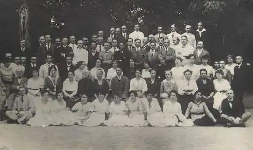 Vintage souvenir photo postcard large group of people