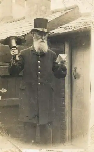 Souvenir vintage photo postcard anonymous man uniform and bell England