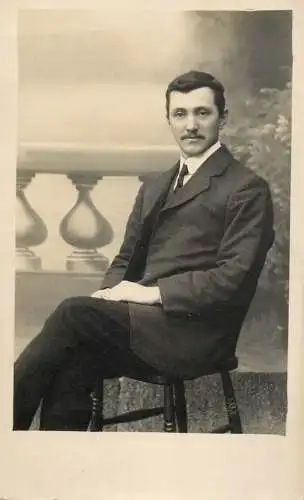 Souvenir vintage photo postcard anonymous man portrait