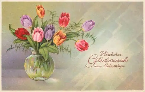 Fantaisie fleurs herzlichen gluckwunsch zum Geburtstage tulip vase