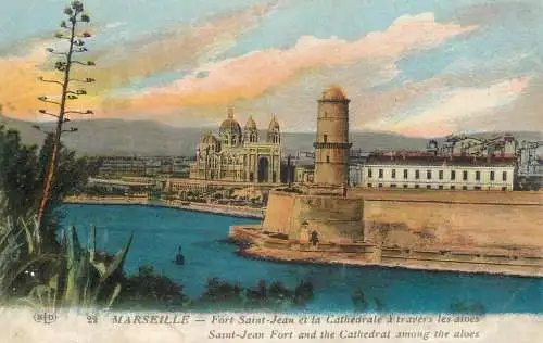 France Marseilles Fort Saint Jean et la cathedral