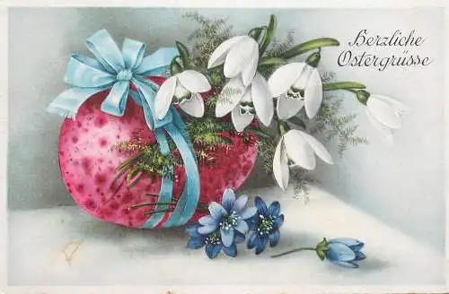 Fantaisie fleurs Easter Herzliche Ostergrusse egg