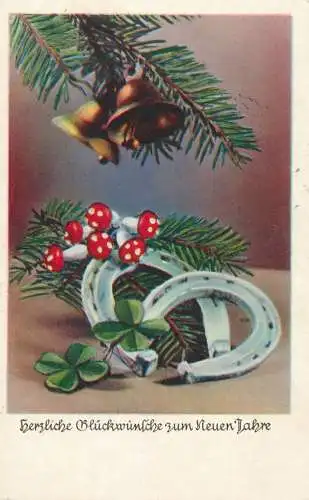 Fantaisie fleurs Christmas Herzliche Wzum Neuen Jahre horseshoe bell
