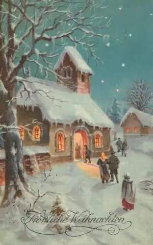 Holiday postcard Christmas  Frohliche Weihnachten