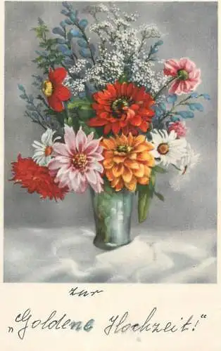 Holiday postcard Flowers vase