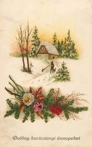 Holiday postcard Christmas boldog karacsonyi unnepeket