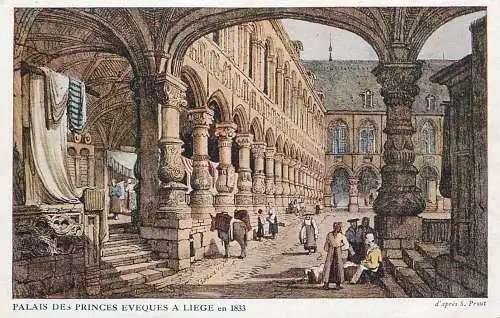 Belgium Liege Palais des Princes Eveques en 1833 d'apres S. Prout
