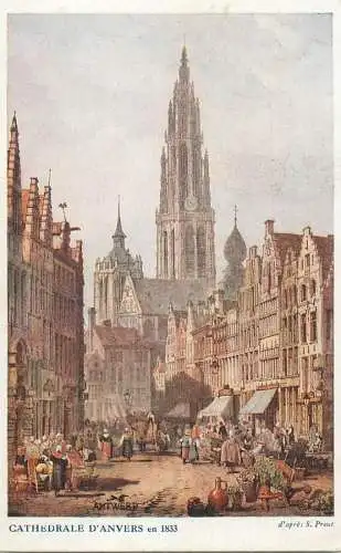 Belgium Cathedrale d'Anvers en 1833 d'apres S. Prout