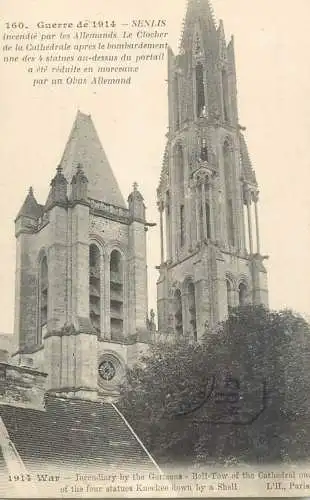 France Senlis Guerre de 1914 Clocher de la Cathedrale