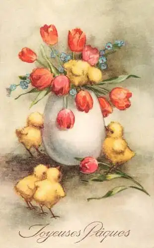 Fantaisie Pâques poussins animé Jeuses Paques egg chicken tulip flowers