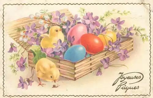 Fantaisie Pâques poussins animé Jeuses Paques egg box and chicken flowers